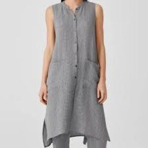 Eileen Fisher Linen Check Dress Sz PL